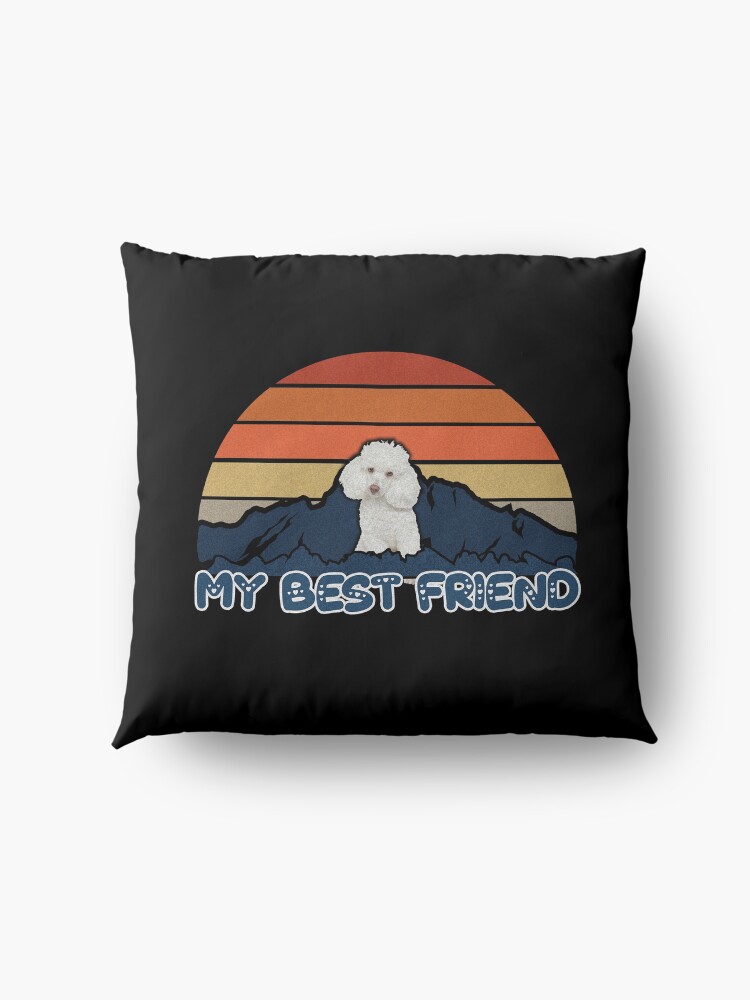 Alternate view of My Best Friend Poodle - Poodle Dog Sunset Mountain Grainy Artsy Design Floor Pillow