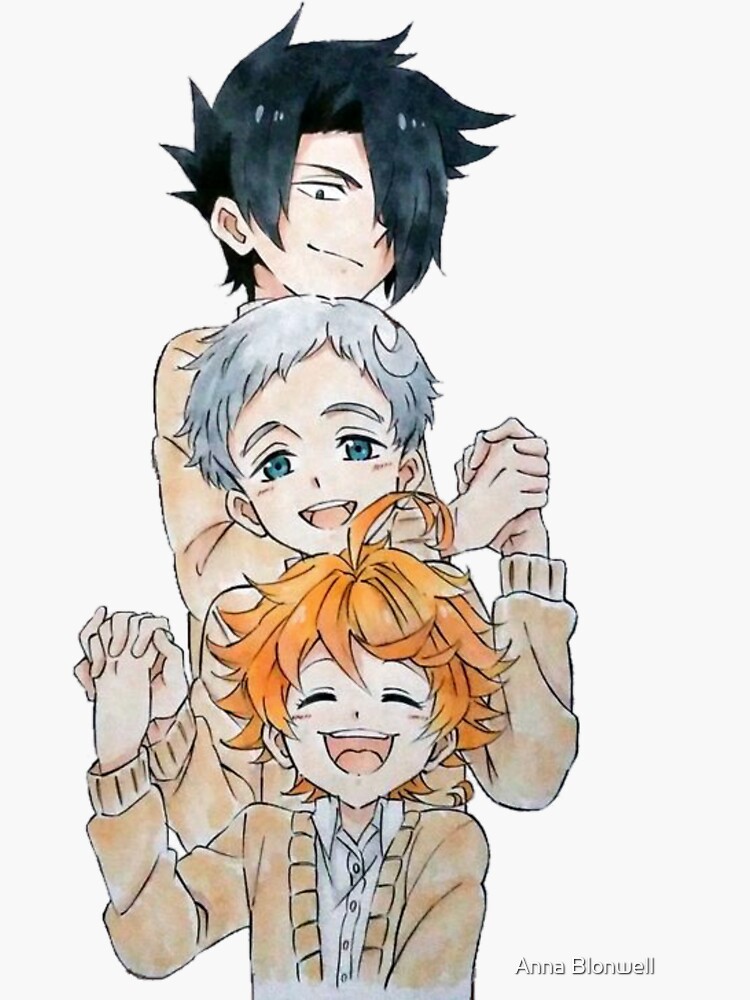 The Promised Neverland Cute Ray Emma And Norman Sticker By
