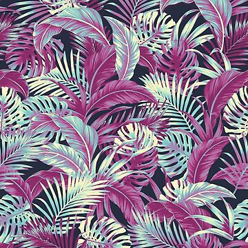 Artwork thumbnail, Jungle Floral - Navy by meganpalmer