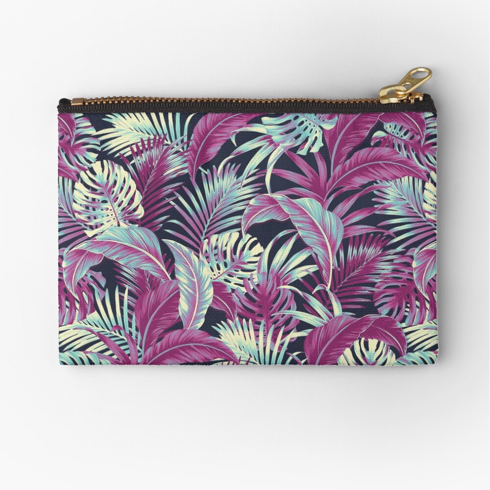 Jungle Floral - Navy Zipper Pouch