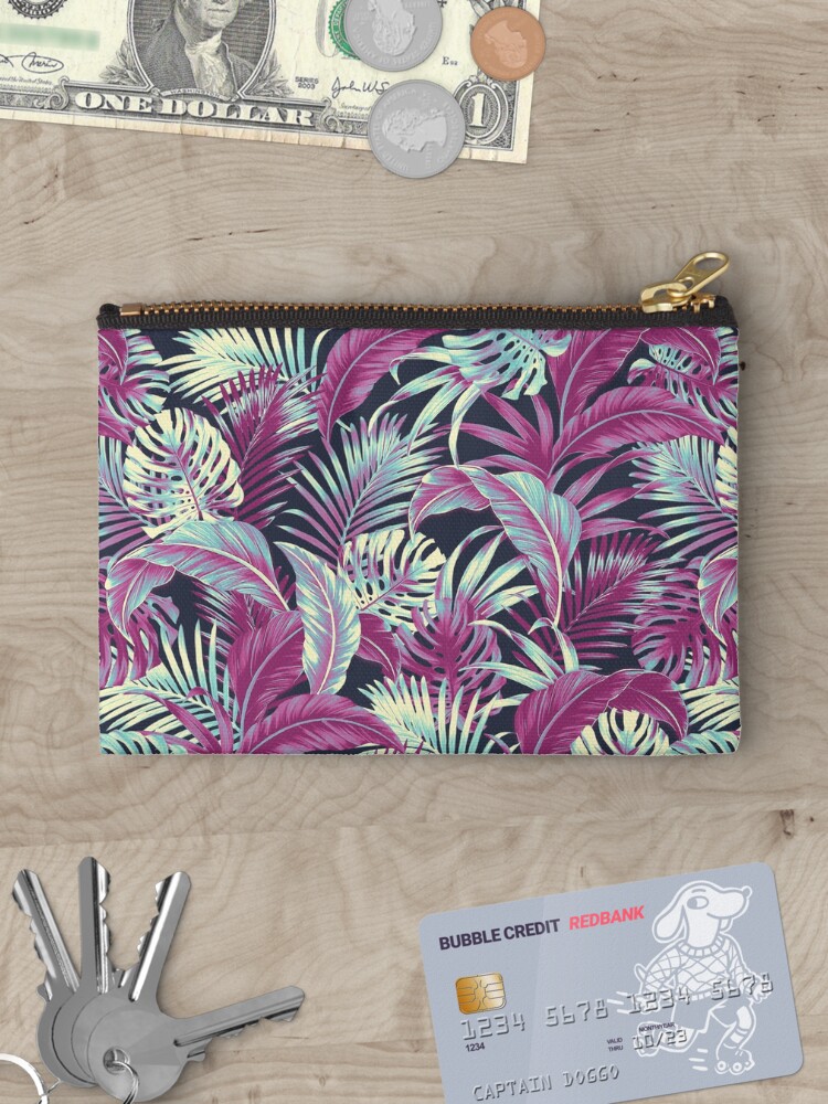 Thumbnail 3 of 4, Zipper Pouch, Jungle Floral - Navy designed and sold by meganpalmer.
