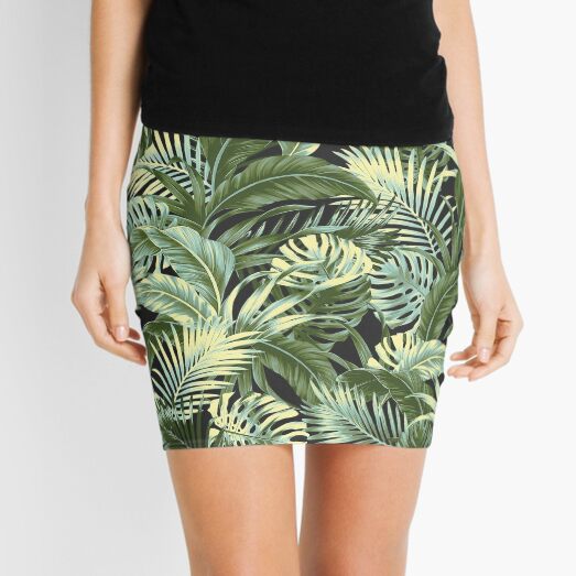 Jungle Floral - Charcoal Mini Skirt