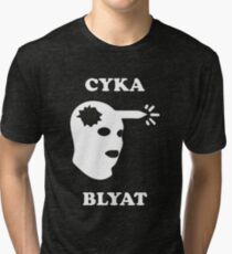 Cyka Blyat (White) Tri-blend T-Shirt
