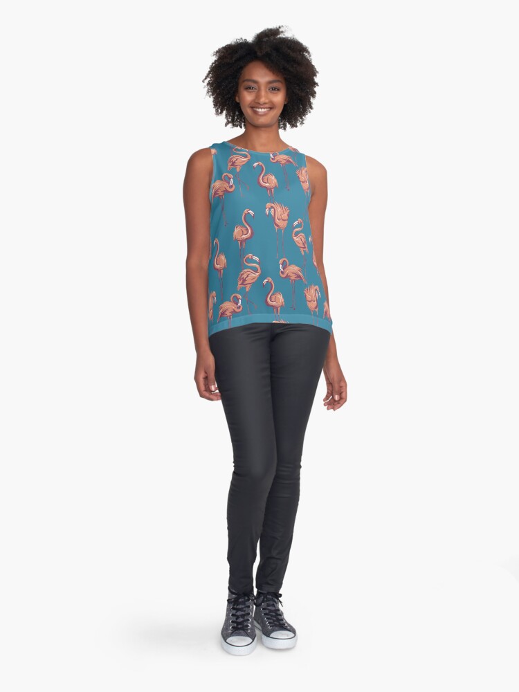 Thumbnail 3 of 6, Sleeveless Top, Flamingos designed and sold by meganpalmer.