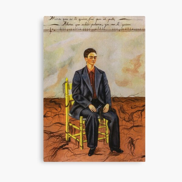 Self portrait with cropped hair by Frida Kahlo Canvas Print