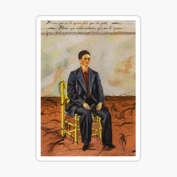 Self portrait with cropped hair by Frida Kahlo Sticker