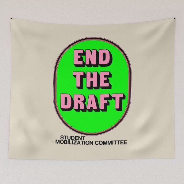 Item preview, Anti-Vietnam War: 'END THE DRAFT': The Original in Bright Pink & Green on Linen designed and sold by Day Chapman.