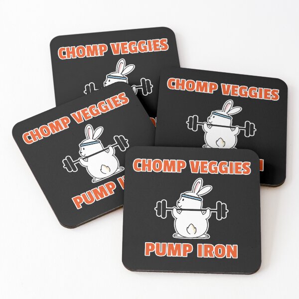Item preview, Chomp Veggies Pump Iron Vegan Bunny Fitness Weightlifter designed and sold by The Green Corner.