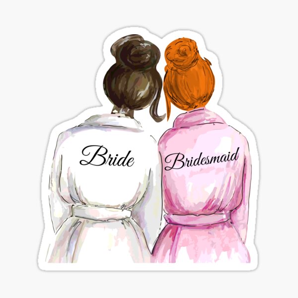Premium Vector | Bride and bridesmaid with curly hair. hand drawn  illustration.