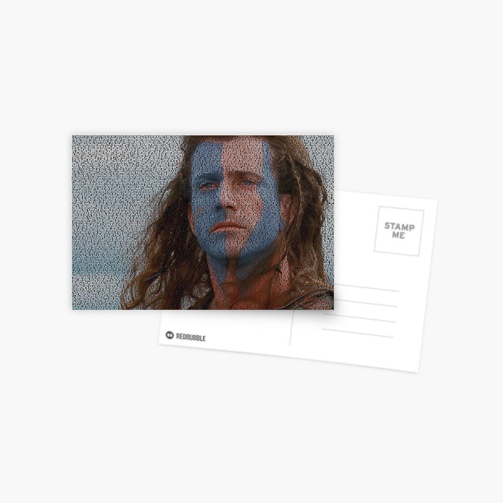 Text Portrait Of William Wallace Mel Gibson With Full Script Of The Movie Braveheart Greeting Card By Textportraits Redbubble