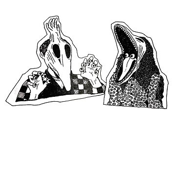 Artwork thumbnail, Adam & Barbara Monster Couple Beetle Juice Inspired Halloween 80's Goth Cult Film by blueversion