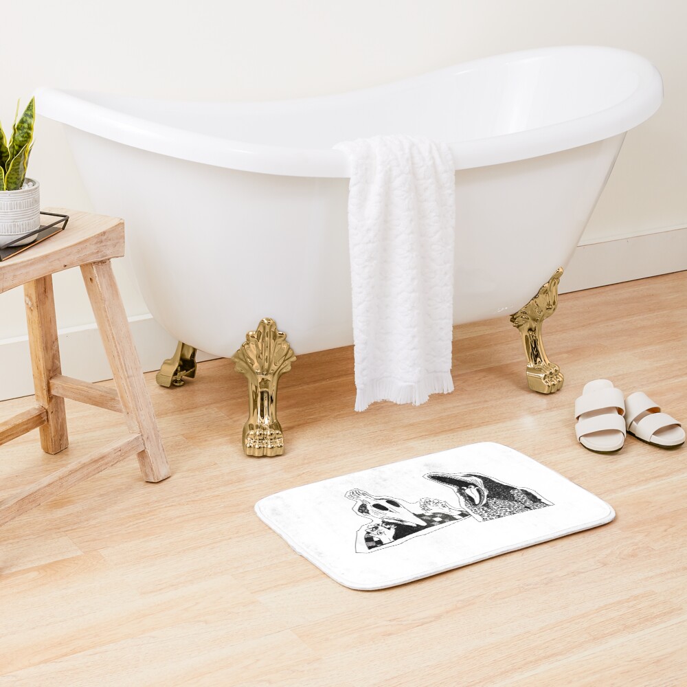 Adam & Barbara Monster Couple Beetle Juice Inspired Halloween 80's Goth Cult Film Bath Mat