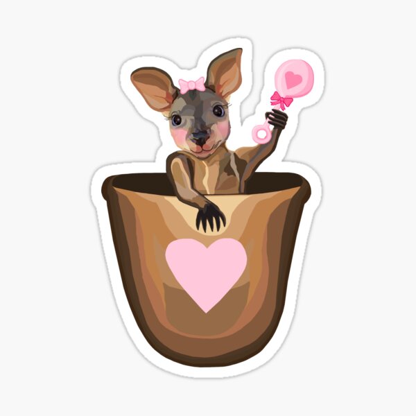 "Baby Girl Kangaroo Joey in Pouch " Sticker by DeborahCamp Redbubble