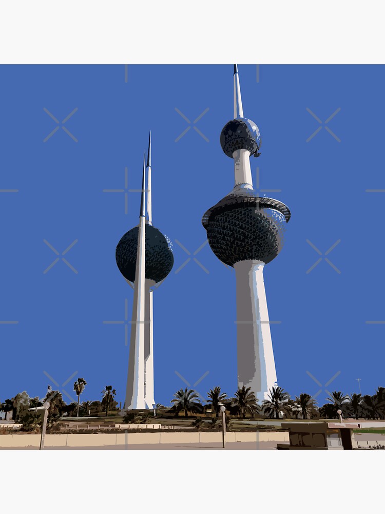 "View of Iconic Landmark in Kuwait City Kuwait Towers" Sticker for