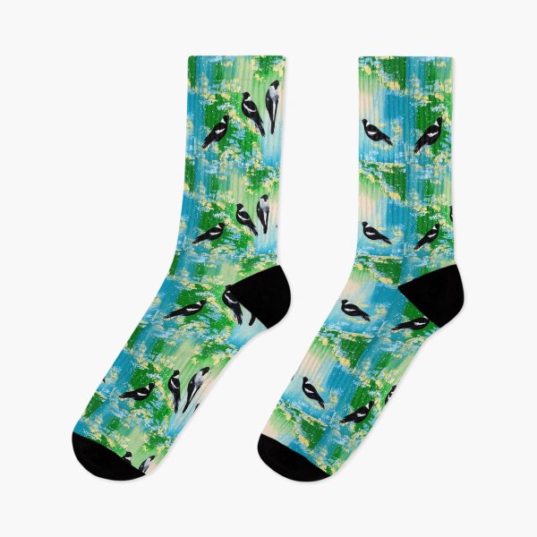 Item preview, Green and Blue Country Chic with 4 Australian Magpies designed and sold by cathyartist.