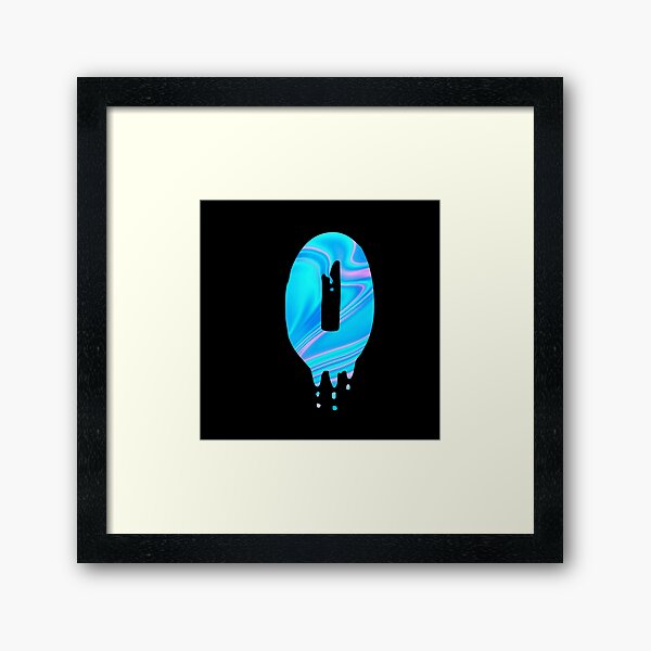Drippy Holographic O alphabet Transparent Letter Sticker. Framed Art Print