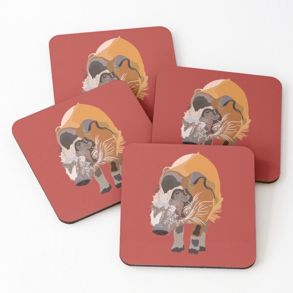 Item preview, R is for Red River Hog, Red River Hog Illustration – Cute Wild Pig Animal Art designed and sold by PrettylittlepastelUk.