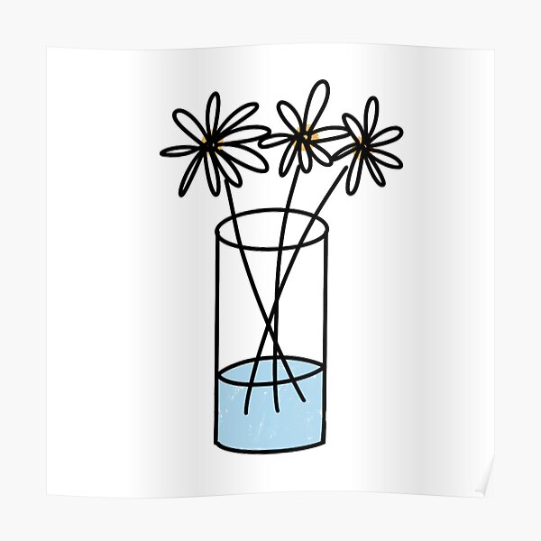 Jar Of Daisy Flowers Doodles Poster