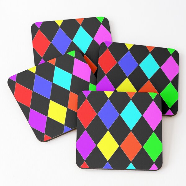 Item preview, MULTICOLOUR HARLEQUIN WITH PINK RED GREEN BLUE BLACK RED PURPLE AND YELLOW designed and sold by ozcushionstoo.