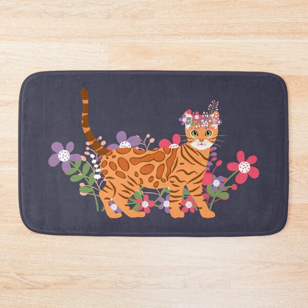 Item preview, Gato de Bengala y flores designed and sold by lulululupaint.