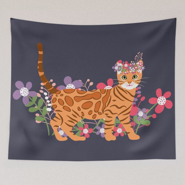 Item preview, Bengal Cat and Flowers designed and sold by lulululupaint.