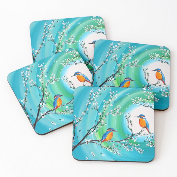 Item preview, Kingfishers on Green and Aqua designed and sold by CatherineJacobs.