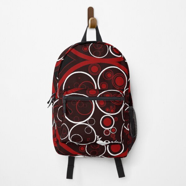 Item preview, RED AND BLACK CIRCLES WITH LIGHTNING WHITE LOVE HEART ART DESIGN designed and sold by ozcushionstoo.