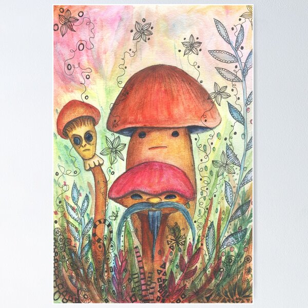 Mushroom Stippling Pen Drawing Framed Art Print by Art by Raylie