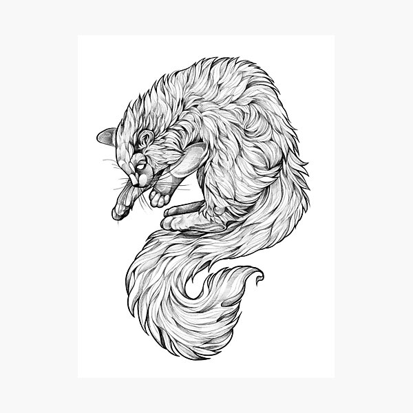 Blackwork Cat Fotodruck
