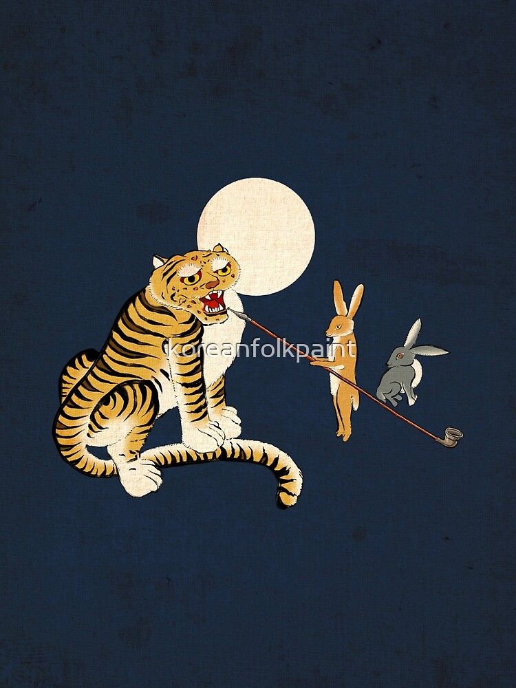 Korean Minhwa Tiger with Pipe Tiger Scarf | Redbubble