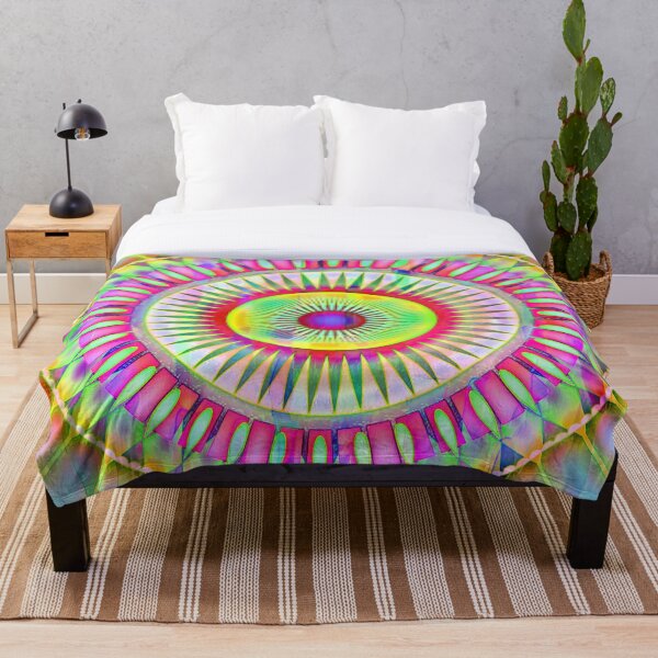 Aperçu de l'œuvre Illusion d'optique motif cercle rose pastel, jaune, bleu et vert créée et vendue par Mary Riley.