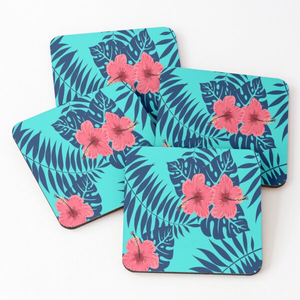Item preview, Tropical flowers and palm leaves on background vector artwork designed and sold by Mohamed allbdrany.
