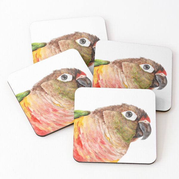Item preview, Green-cheeked Conure - Watercolor Art Red Yellow Green designed and sold by L'Atelier Oranjade.