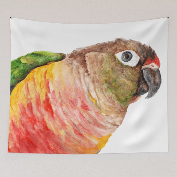 Item preview, Green-cheeked Conure - Watercolor Art Red Yellow Green designed and sold by L'Atelier Oranjade.