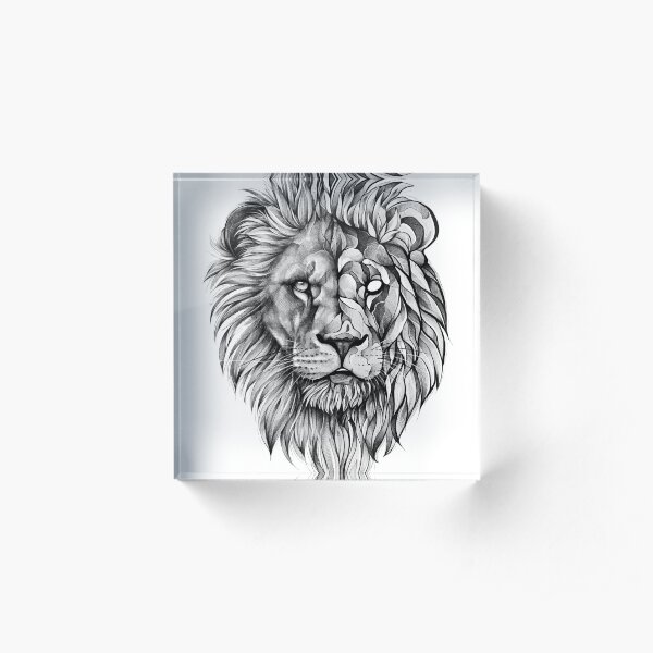 Blackwork Lion Acrylic Block