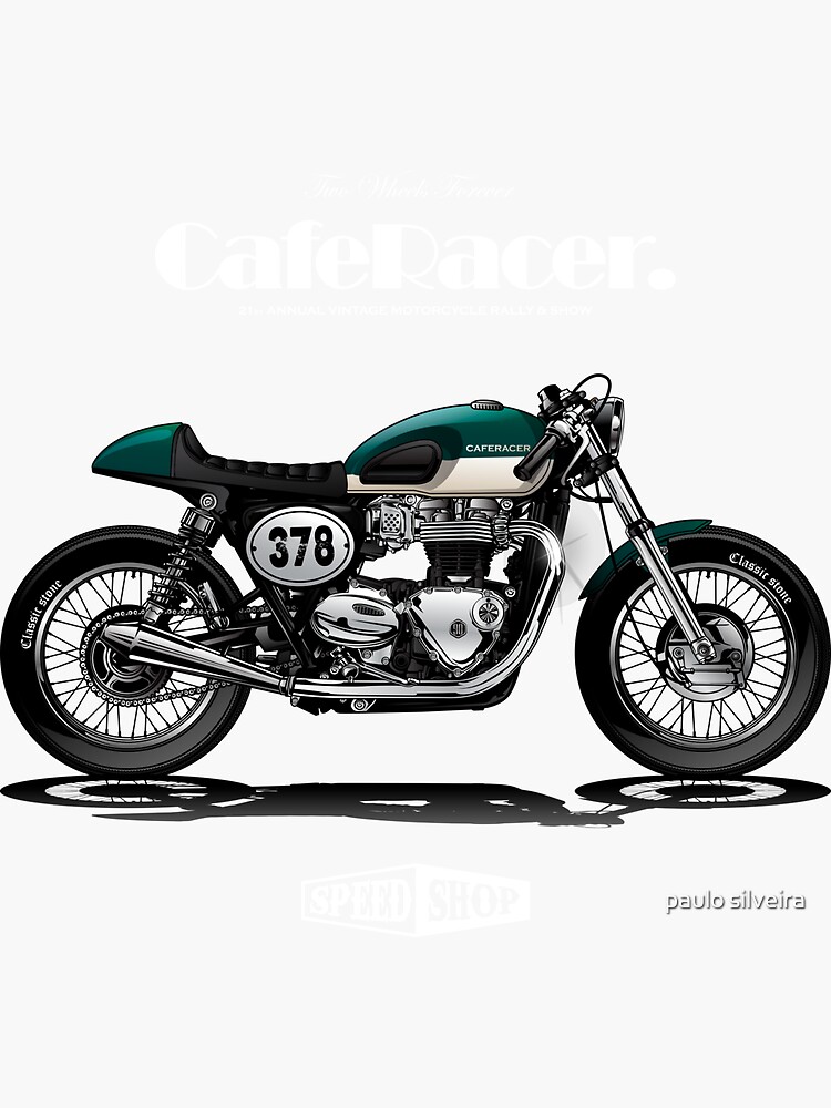 Motorcycle clothing, Cafe Racer Speed Shop. Sticker for Sale by paulo  silveira