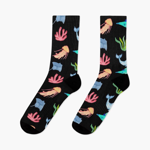 Item preview, Watercolor sea creatures, black designed and sold by Sonderblume.