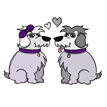 Artwork thumbnail, Sheep Dogs in Love Gray Sticker by HappigalArt