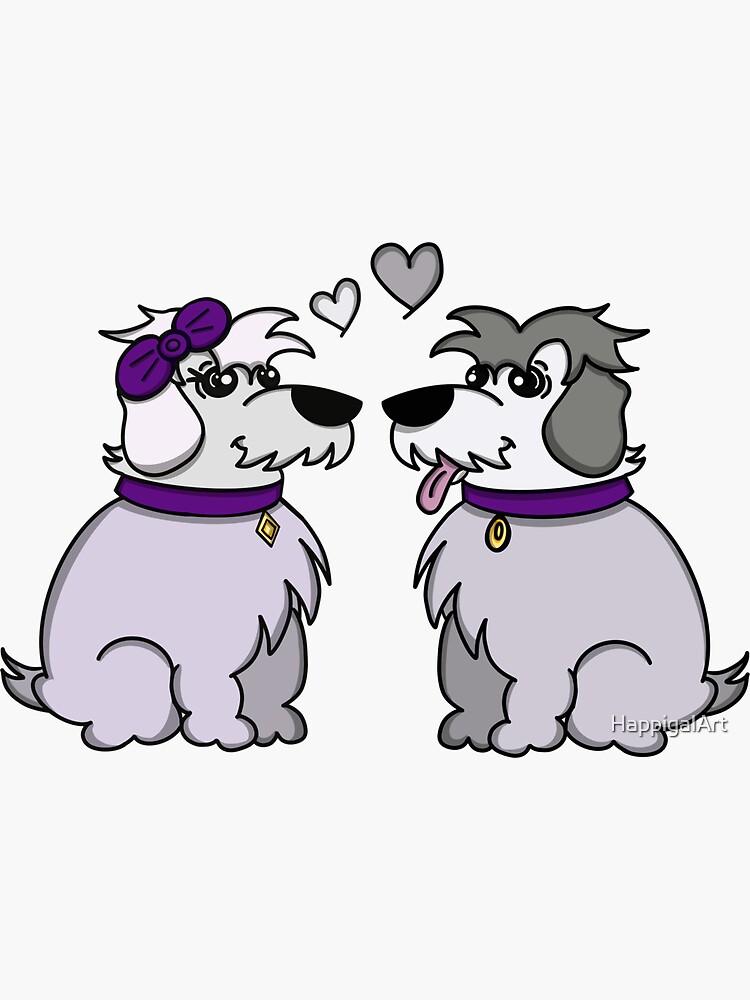 Thumbnail 3 of 3, Sticker, Sheep Dogs in Love Gray Sticker designed and sold by HappigalArt.