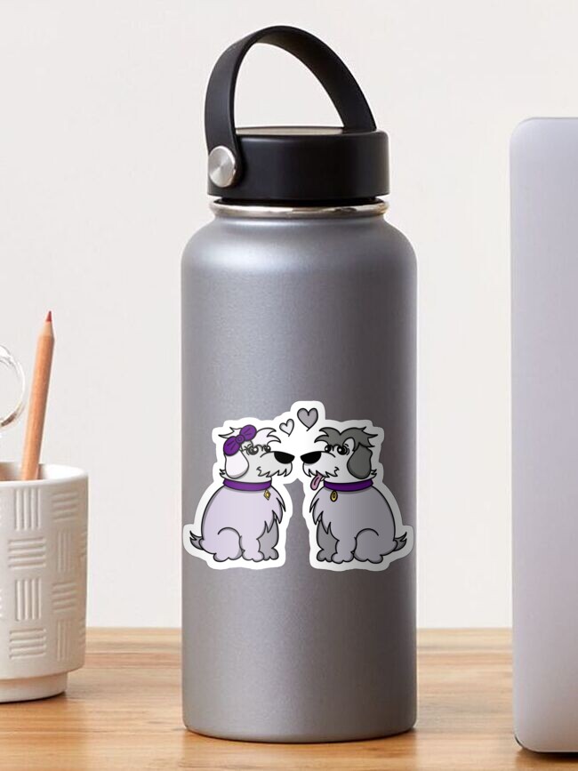 Thumbnail 1 of 3, Sticker, Sheep Dogs in Love Gray Sticker designed and sold by HappigalArt.