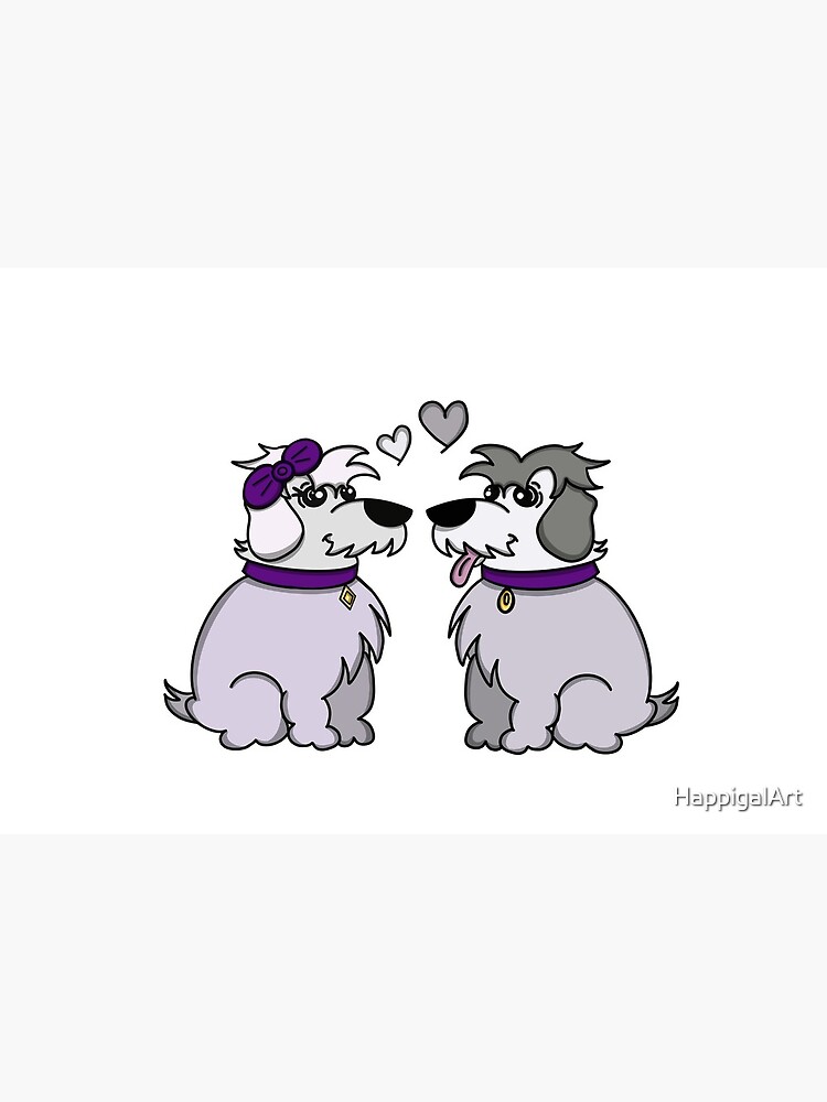 Sheep Dogs in Love Gray by HappigalArt