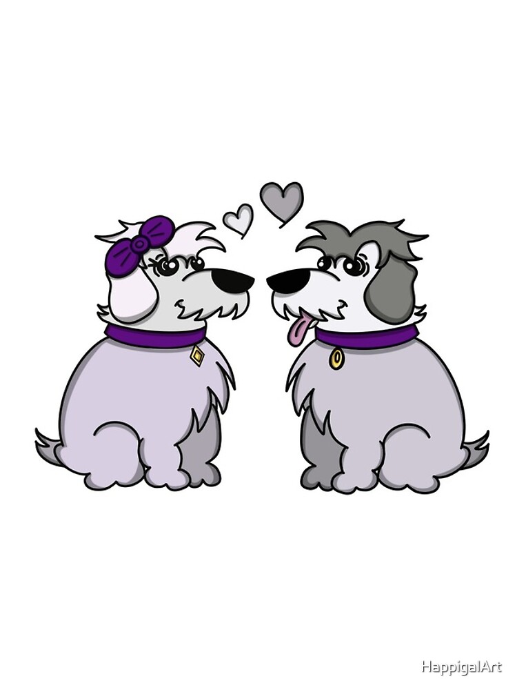 Sheep Dogs in Love Gray by HappigalArt