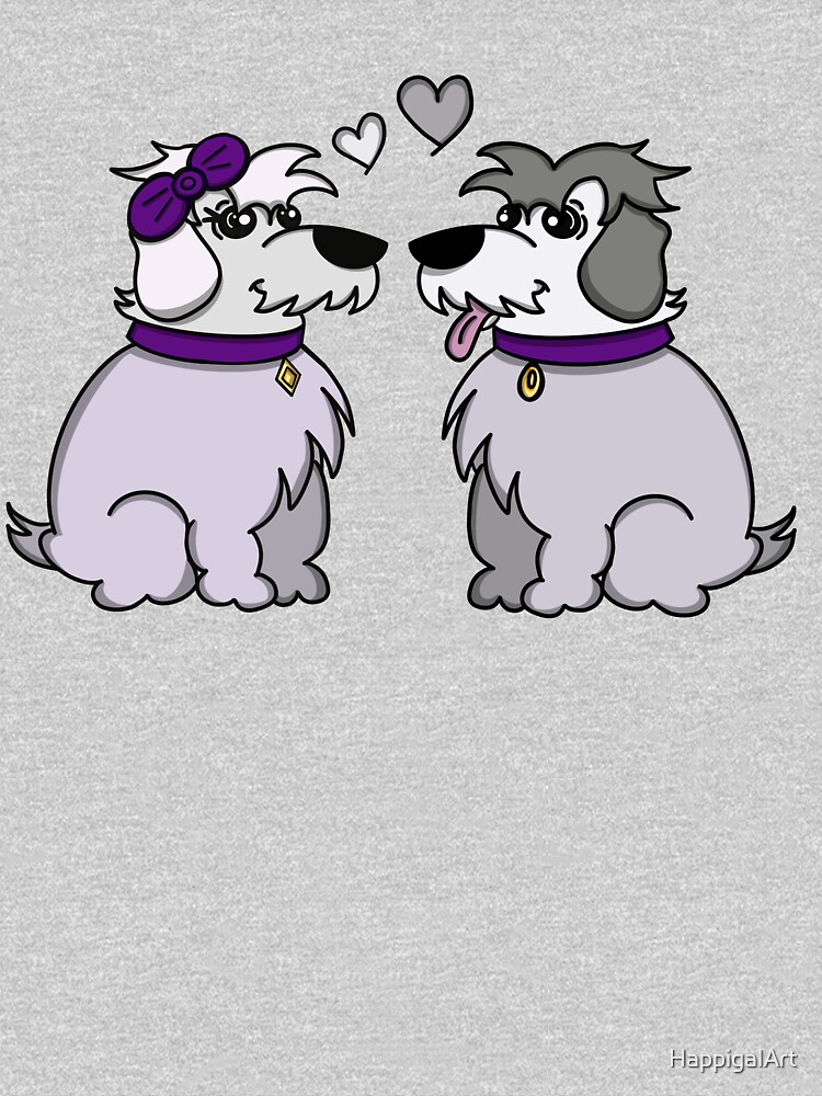 Sheep Dogs in Love Gray by HappigalArt