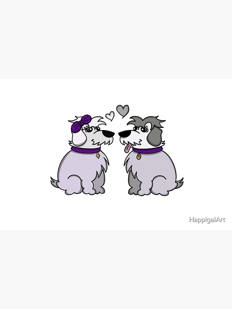Sheep Dogs in Love Gray by HappigalArt