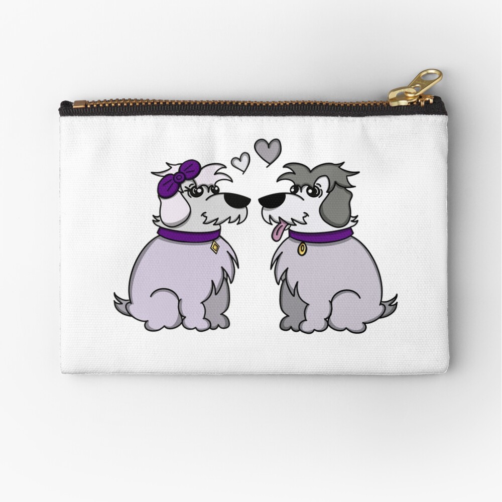 Sheep Dogs in Love Gray Zipper Pouch