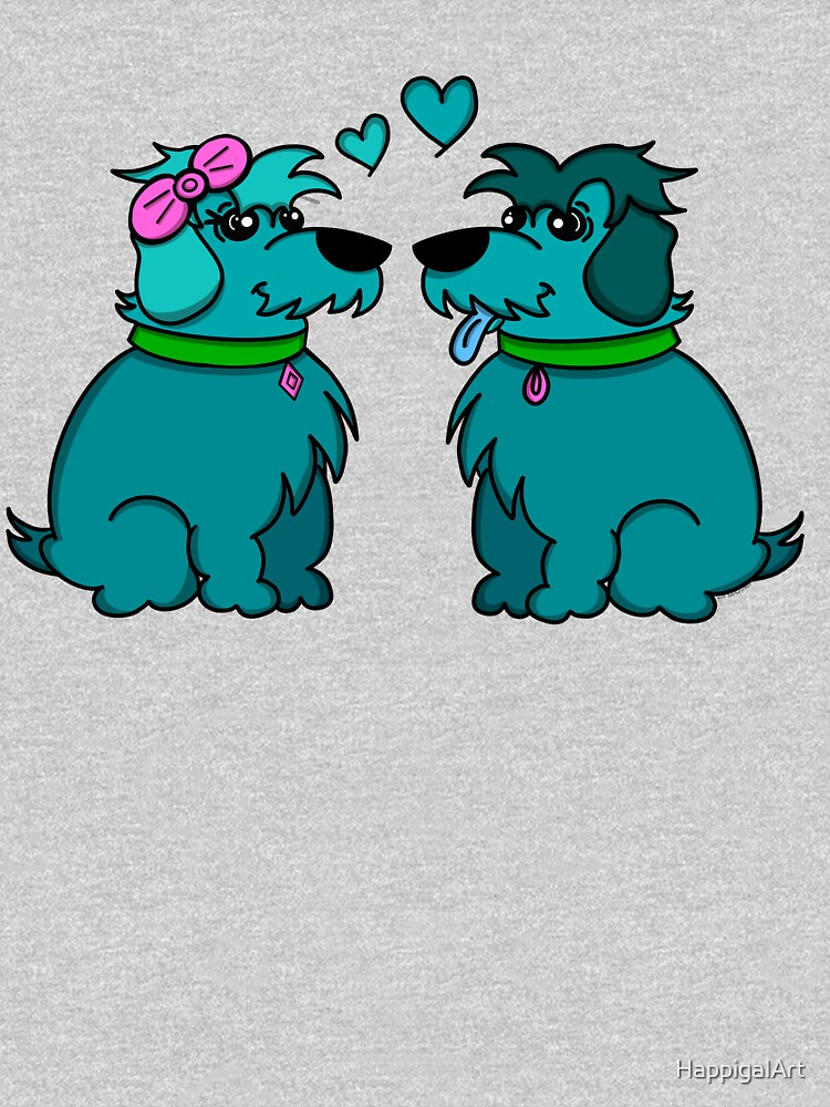 Sheep Dogs in Love Teal by HappigalArt