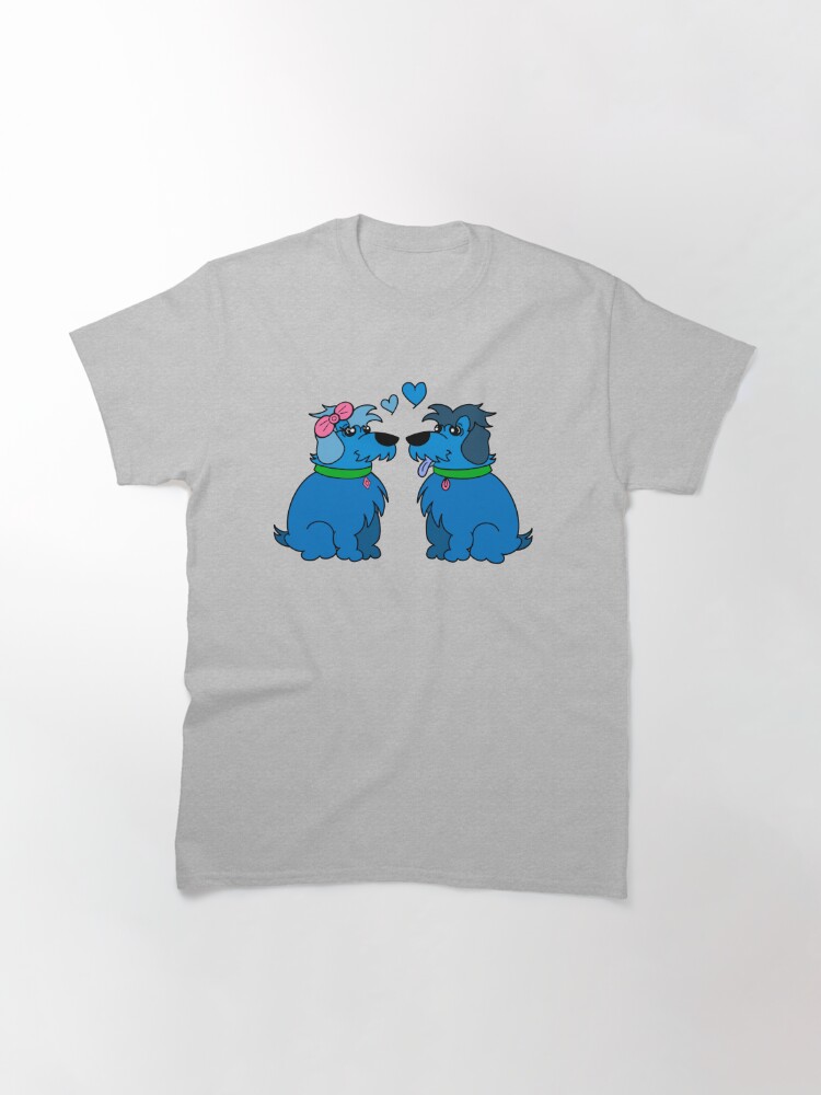Classic T-Shirt, Sheep Dogs in Love Blue designed and sold by HappigalArt