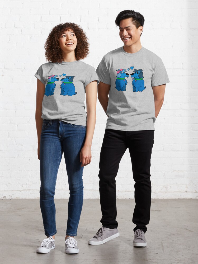 Thumbnail 1 of 7, Classic T-Shirt, Sheep Dogs in Love Blue designed and sold by HappigalArt.