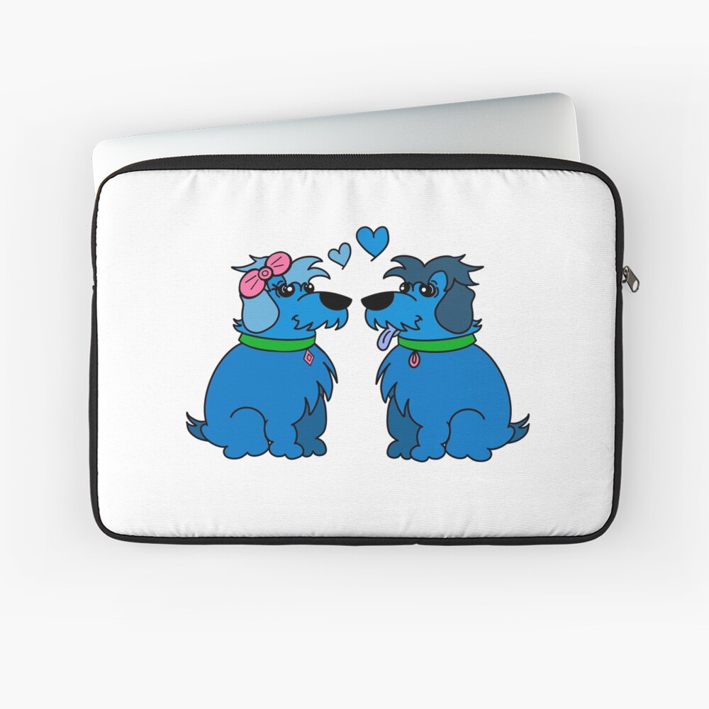 Sheep Dogs in Love Blue Laptop Sleeve