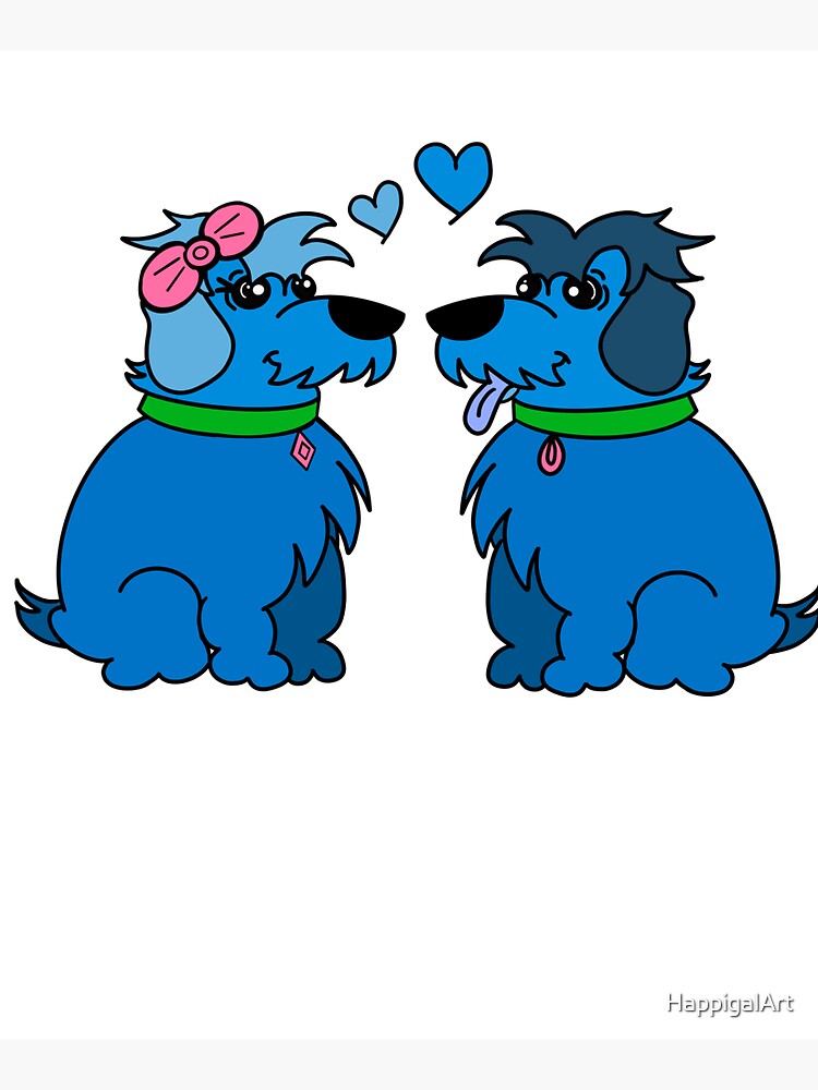 Sheep Dogs in Love Blue by HappigalArt